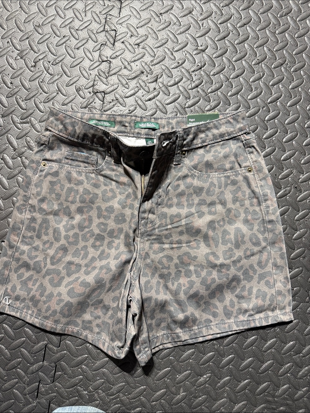 wild fable Leopard-Print Denim Shorts - Black/Gray